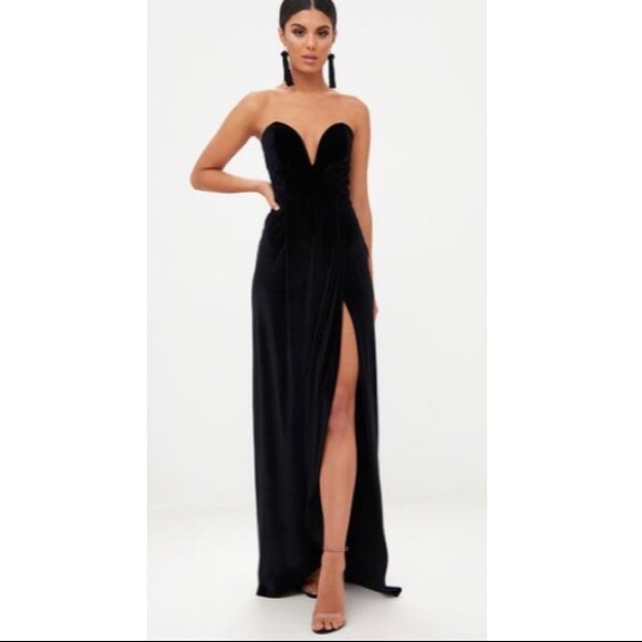 PrettyLittleThing Dresses & Skirts - NWT PrettyLittleThing black velvet maxi dress